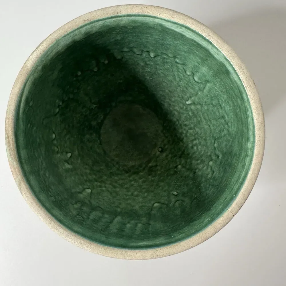 Art Pottery Planter Marked Yosemite National Park Vase Green Brown Swirl 4